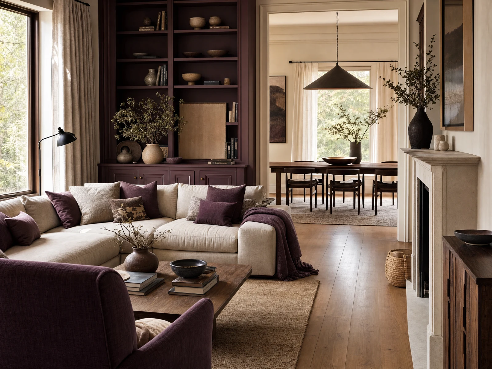 Illustrative concept: Comfortable remodeled living space with a quiet warm palette